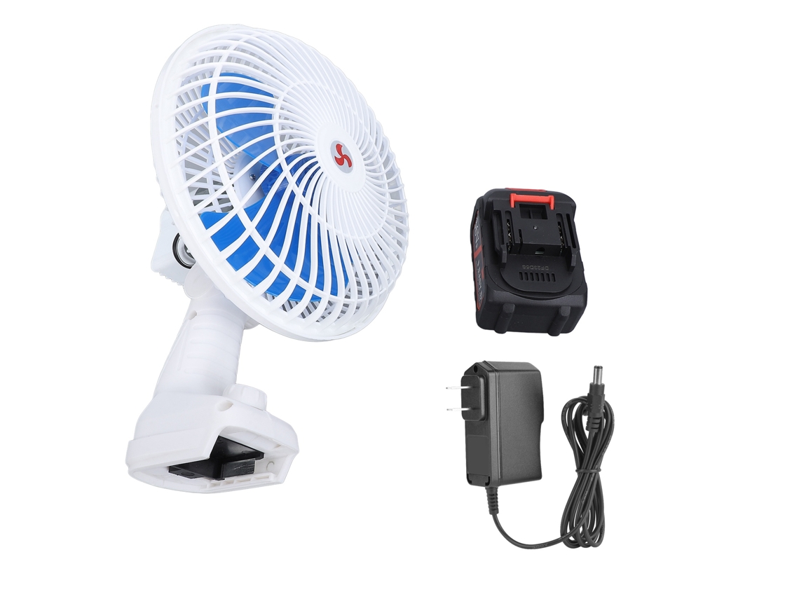 Ventilador portátil recargable para exteriores con batería de litio.
