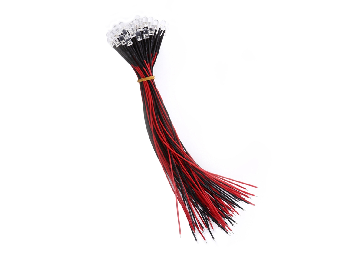 50 Peças De Diodos Led Pré-cabos Dc 9-12v À Prova D'água 3 5 10mm Branco Vermelho Azul Verde