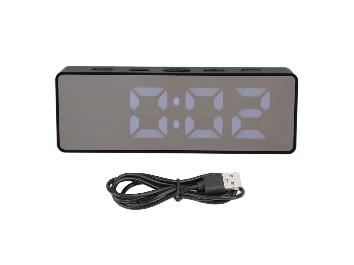 Reloj Digital Led Con Alarma, Fecha, Temperatura, Pantalla Grande, Diseño Elegante Para Dormitorio, Sala De Estar, Oficina - Negro