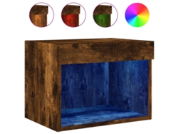 Maison Exclusive - Mesita De Noche De Pared Con Luces Led Roble Ahumado