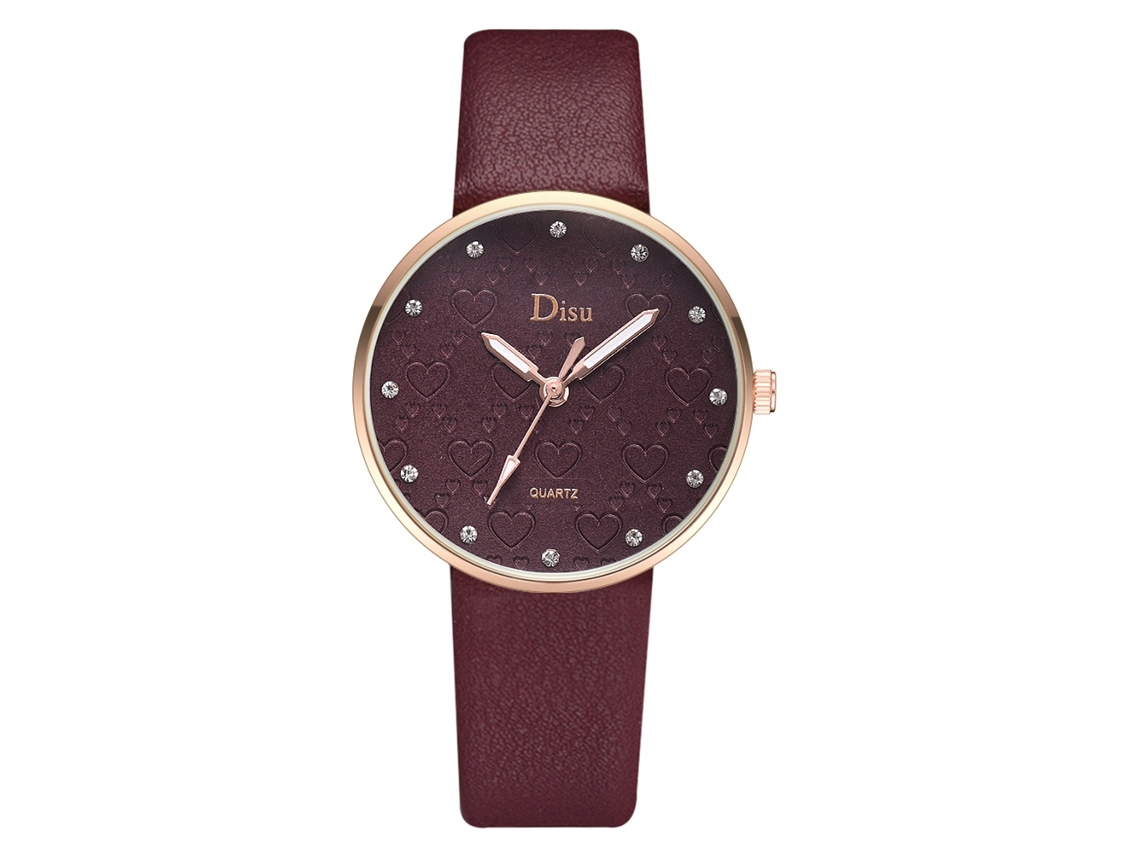 Reloj De Cuarzo Informal Para Mujer, Estilo Retro, Con Correa De Piel Sintética Roja.