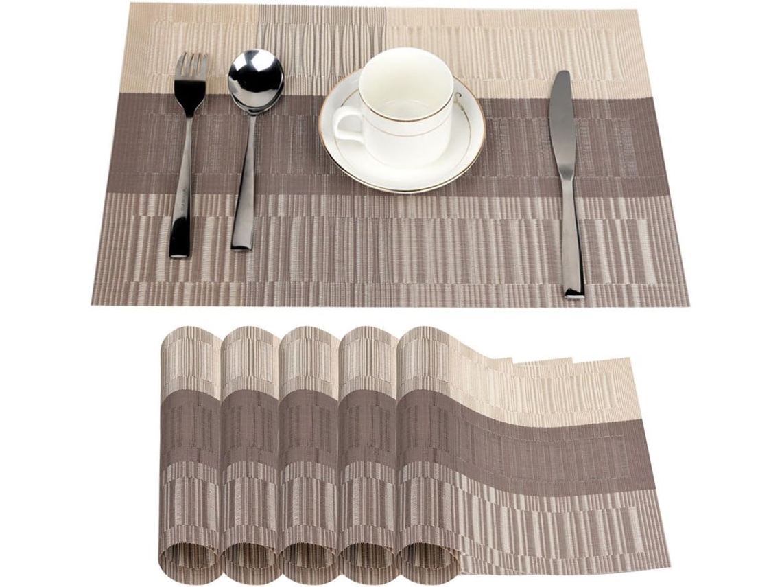 Juego de 6 manteles individuales - 30x45cm Dorados - Antideslizantes - PVC resistente al calor - Para cocina