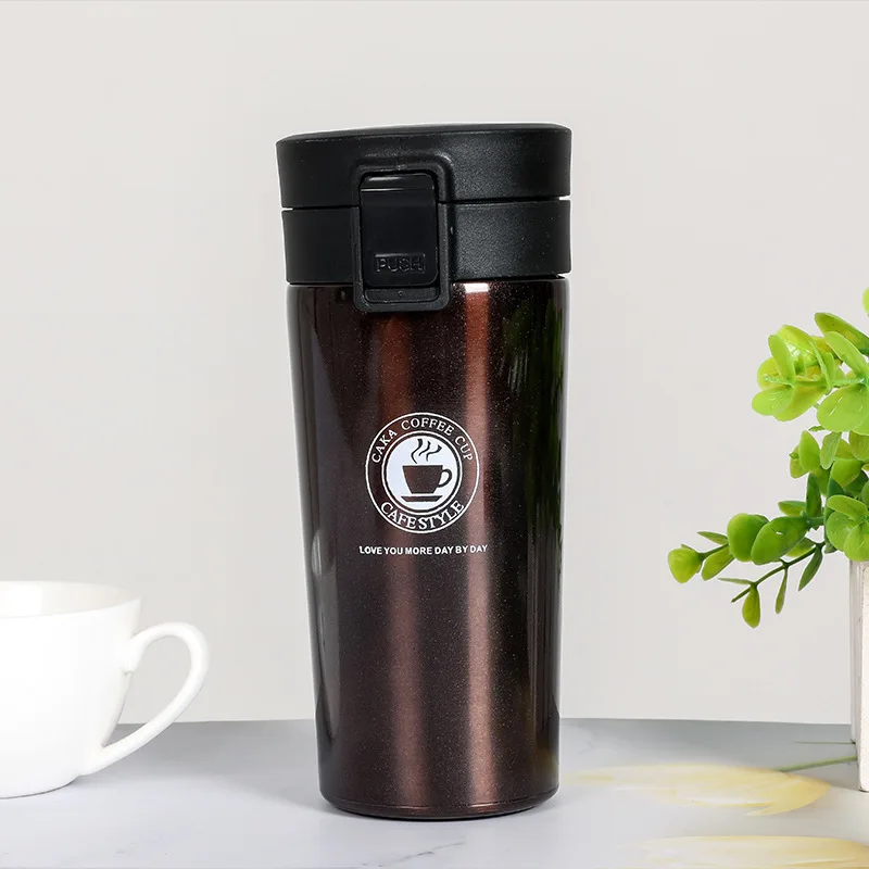 Taza térmica/termo/vaso aislante de acero inoxidable para coche (color café, 510 ml)