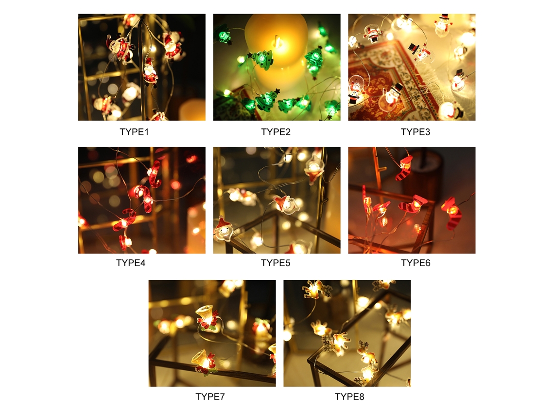 2026-luz De Cadena 2m/6.6ft Con 20leds Diseño De Ciervo Modos Constantes Y Flash Resistente Al Agua Ip42 Para Navidad Decoración