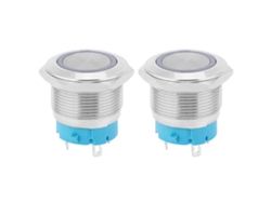 Botón Pulsador Con Cerradura Automática, 4 Pines, 22 Mm, Ip65, Metálico, Con Luz Anular, 3-6 V Cc, 2 Unidades.