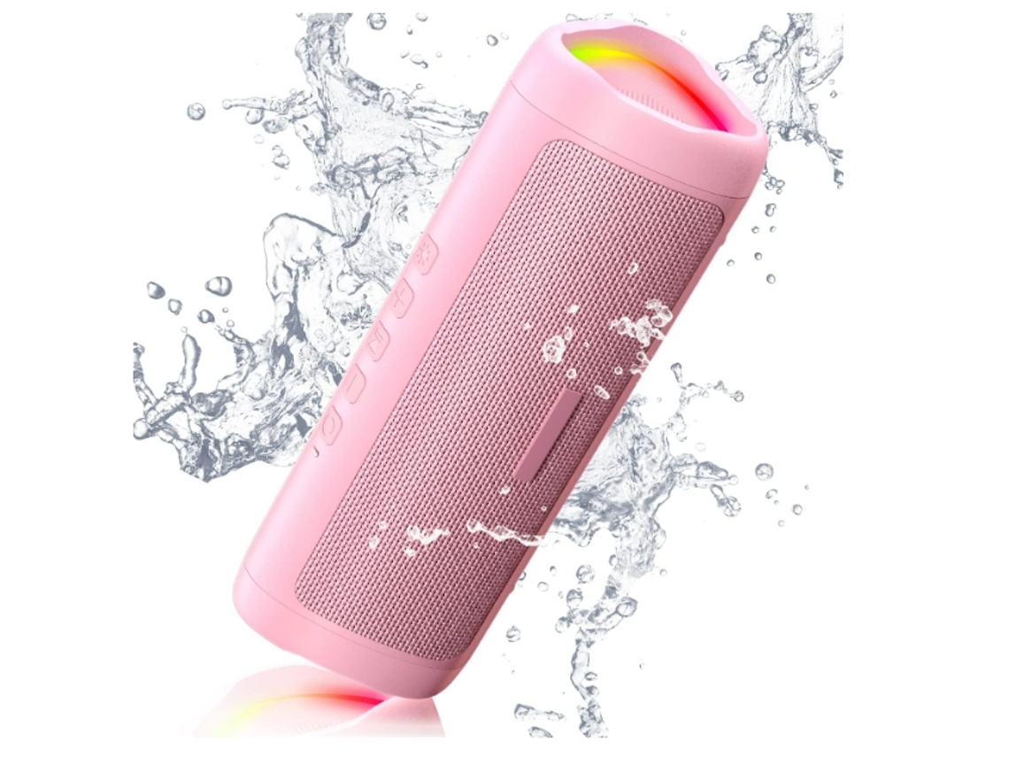 Altavoz Bluetooth Yemaesre C27, calidad de sonido HD, inalámbrico, portátil, resistente al agua IPX5, emparejamiento TWS, color rosa