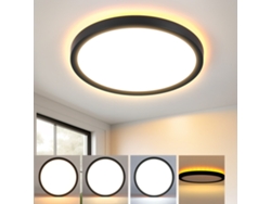 Lámpara de techo LED plana negra de 22 cm y 18 W, regulable, para dormitorio y cocina, 3000 K, 6500 K, Nettlife