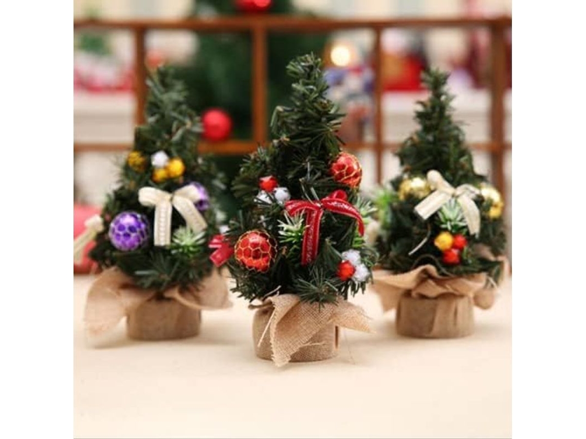 Mini Árbol De Navidad Artificial De 20 Cm Para Mesa Con Regalos Y Adornos (2 Unidades)