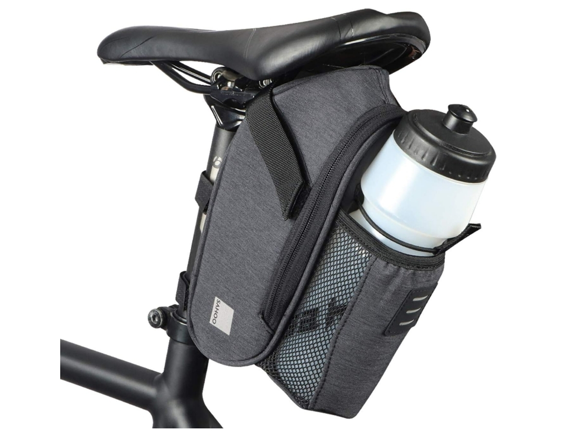 Bolsa para bicicleta impermeable para sillín de bicicleta, bolsa para sillín de bicicleta de montaña y carretera, color negro Gusshious