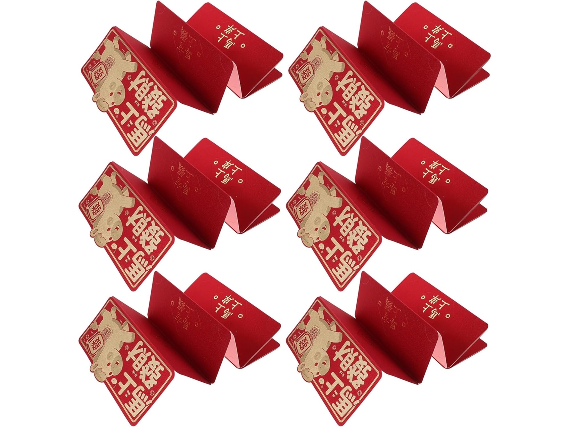6 Sobres Rojos Expandibles, Bolsas De Dinero Con Compartimentos, Decorativas Li Xi Hongbao Para