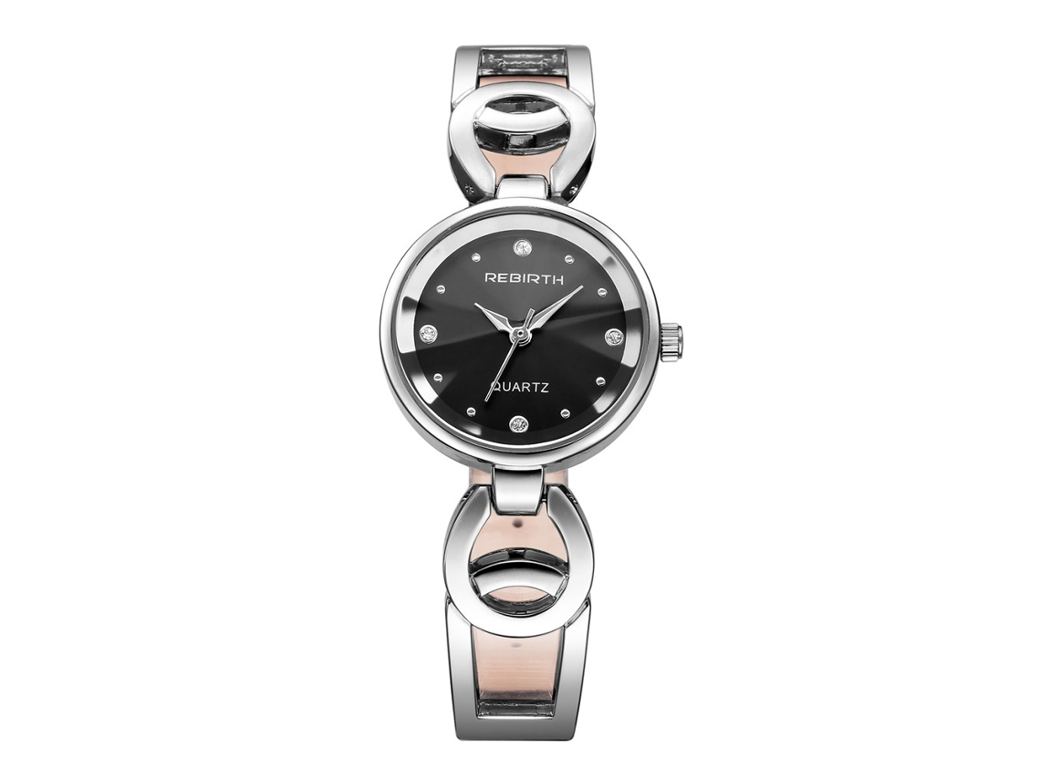 Reloj De Pulsera Para Mujer Con Diamantes De Imitación, Esfera Redonda, Movimiento De Cuarzo, Resistente Al Agua, Color Negro.