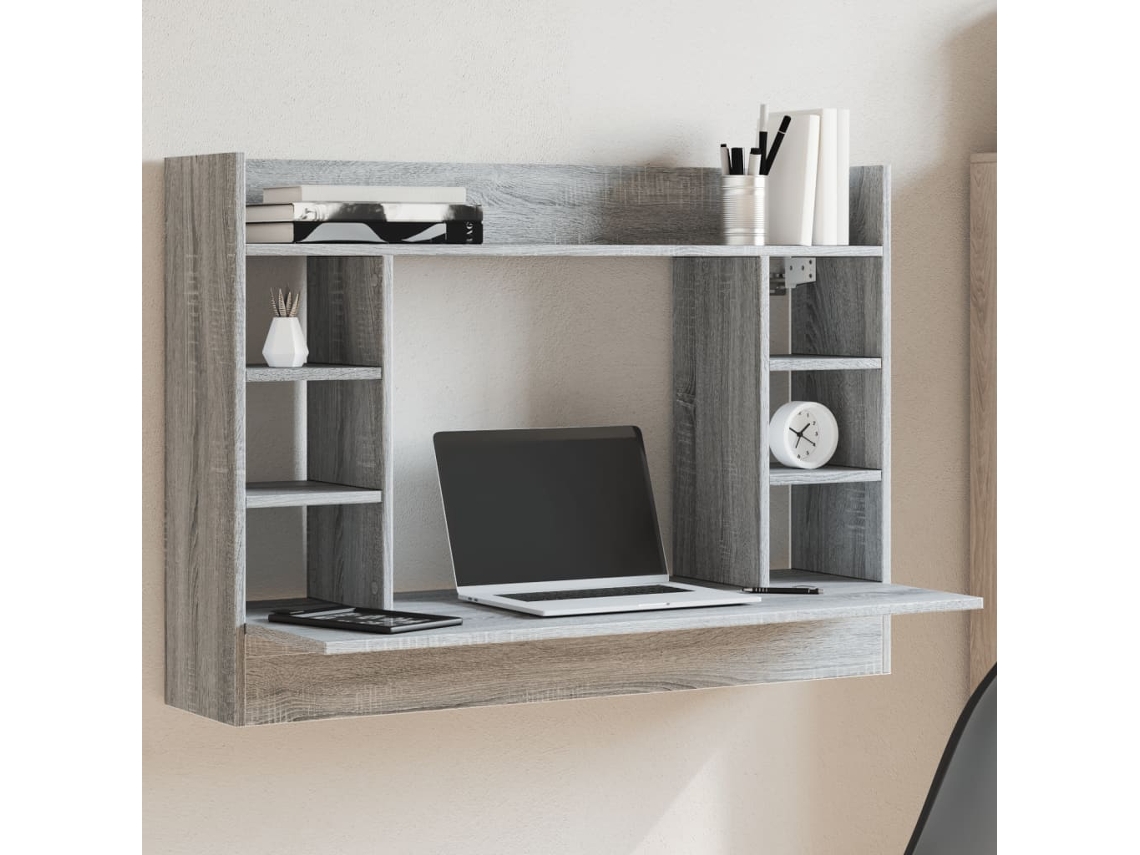 Escritorio de secretaria | Mesa | Escritorio de pared en derivados de madera gris Sonoma