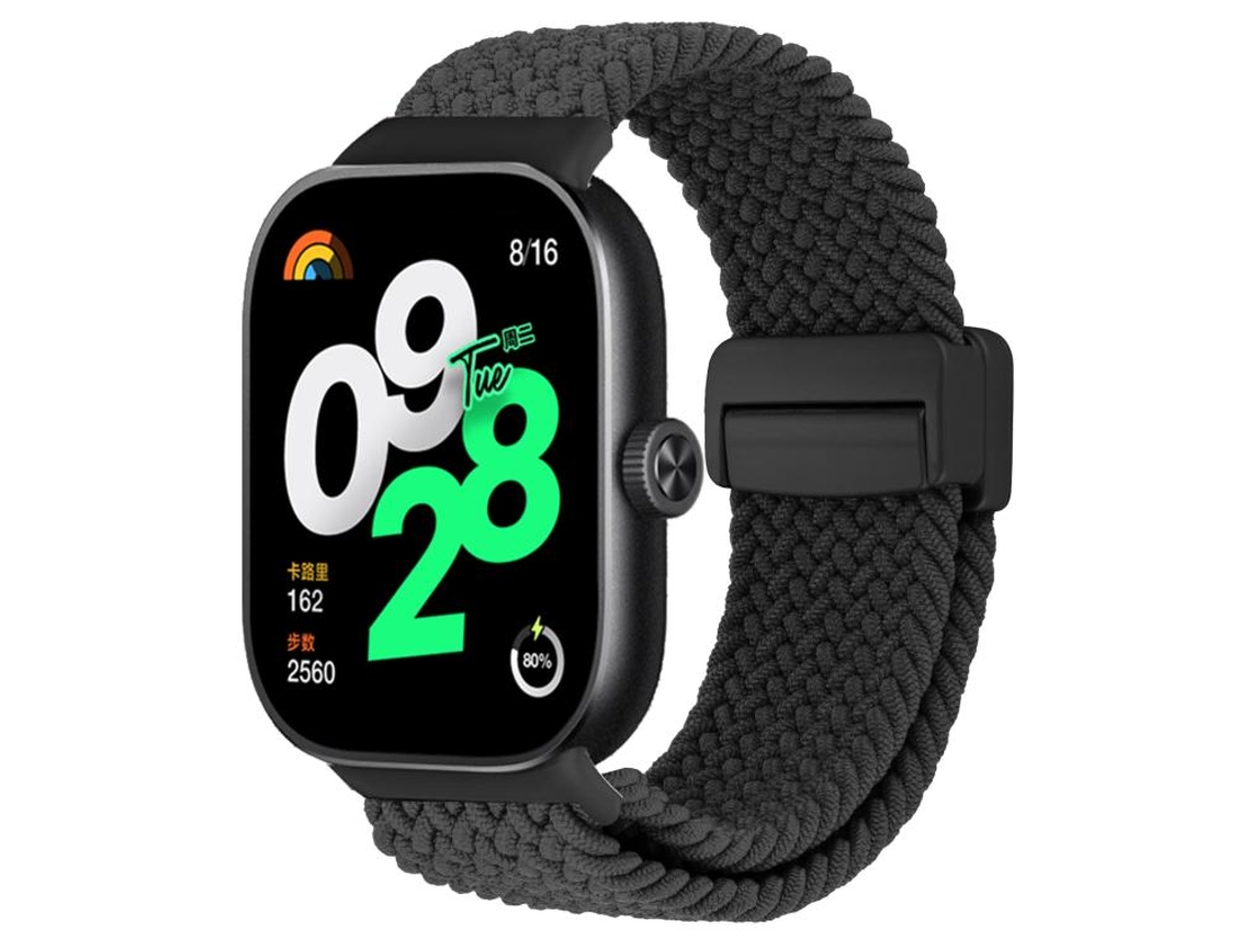 Bracelete Para Redmi Watch 6 / 5 / 4 - Nylon Trançado - Fecho Magnético Preta