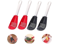 4 Cucharas De Cocina Versátiles Skim, Colador Filtro Primario, Materiales Resistentes Al Calor (2 Rojas + 2 Negras)