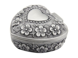 Caja De Joyería Antigua Clásica De Plata Con Interior De Terciopelo Negro Para Anillos Y Joyas Hwc 1 Pieza