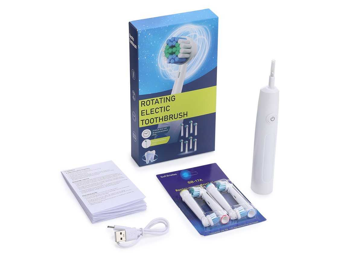 Cepillo De Dientes Eléctrico Rotatorio (blanco), 5 Modos De Limpieza, Recargable Por Usb.