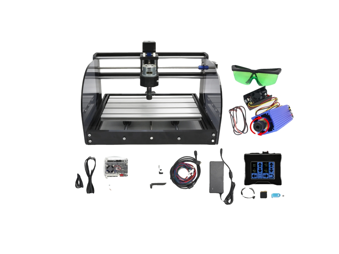 Fresadora CNC de 3 ejes, grabado láser y fresadora, con función táctil y láser de 10 W.