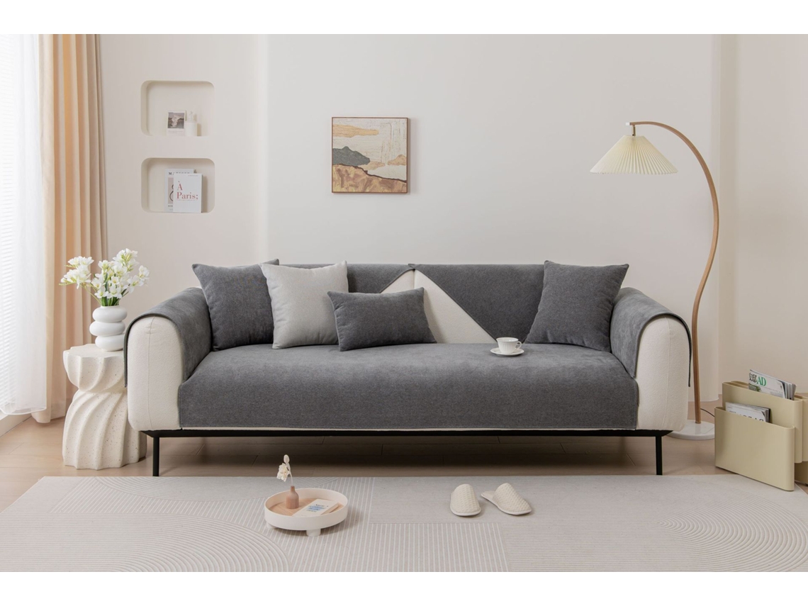 Funda de asiento de sofá antideslizante Protector de cojín de sofá -Gris profundo-110x210CM LUUCOZK