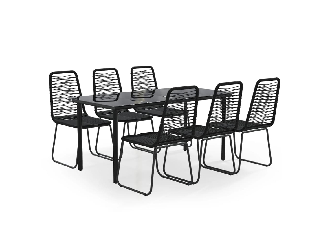 Conjunto 7 de comedor para jardín VIDAXL negro