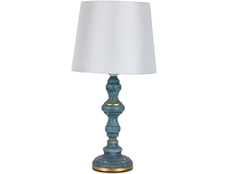 Lámpara de mesa 25*47 metal azul dorada bolas tulipa beige sirmione
