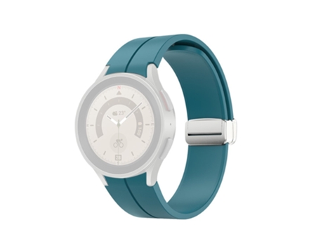 Correa de Silicona con hebilla desplegable plateada para Samsung Galaxy Watch 5 Pro 45mm/Watch 5 44mm 40mm - azul oscuro