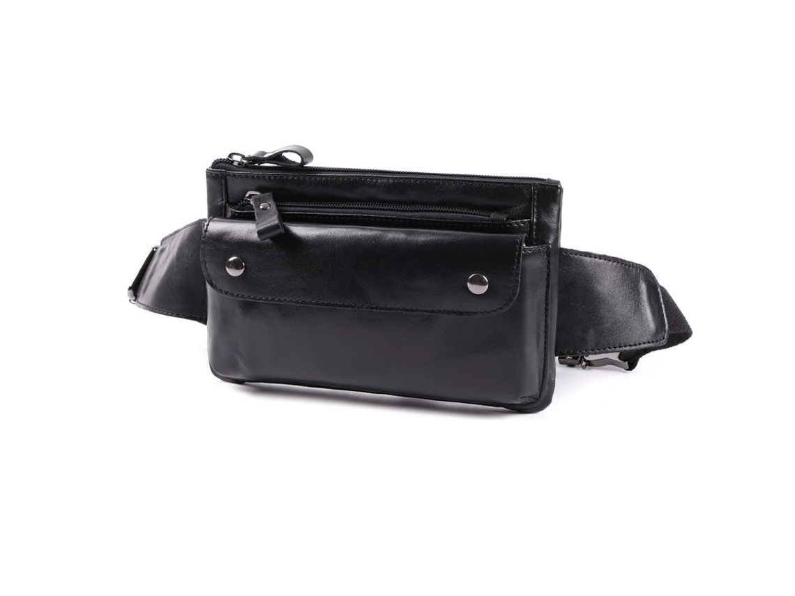 Bolsa De Cuero Auténtico Vintage Para Cintura Mochila Transversal Bum Bag Con 4 Bolsillos
