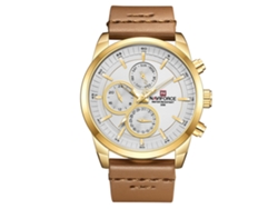Reloj De Pulsera Naviforce Para Hombre, Resistente Al Agua Hasta 30 M, Con Correa De Pu, Estilo Lujoso.