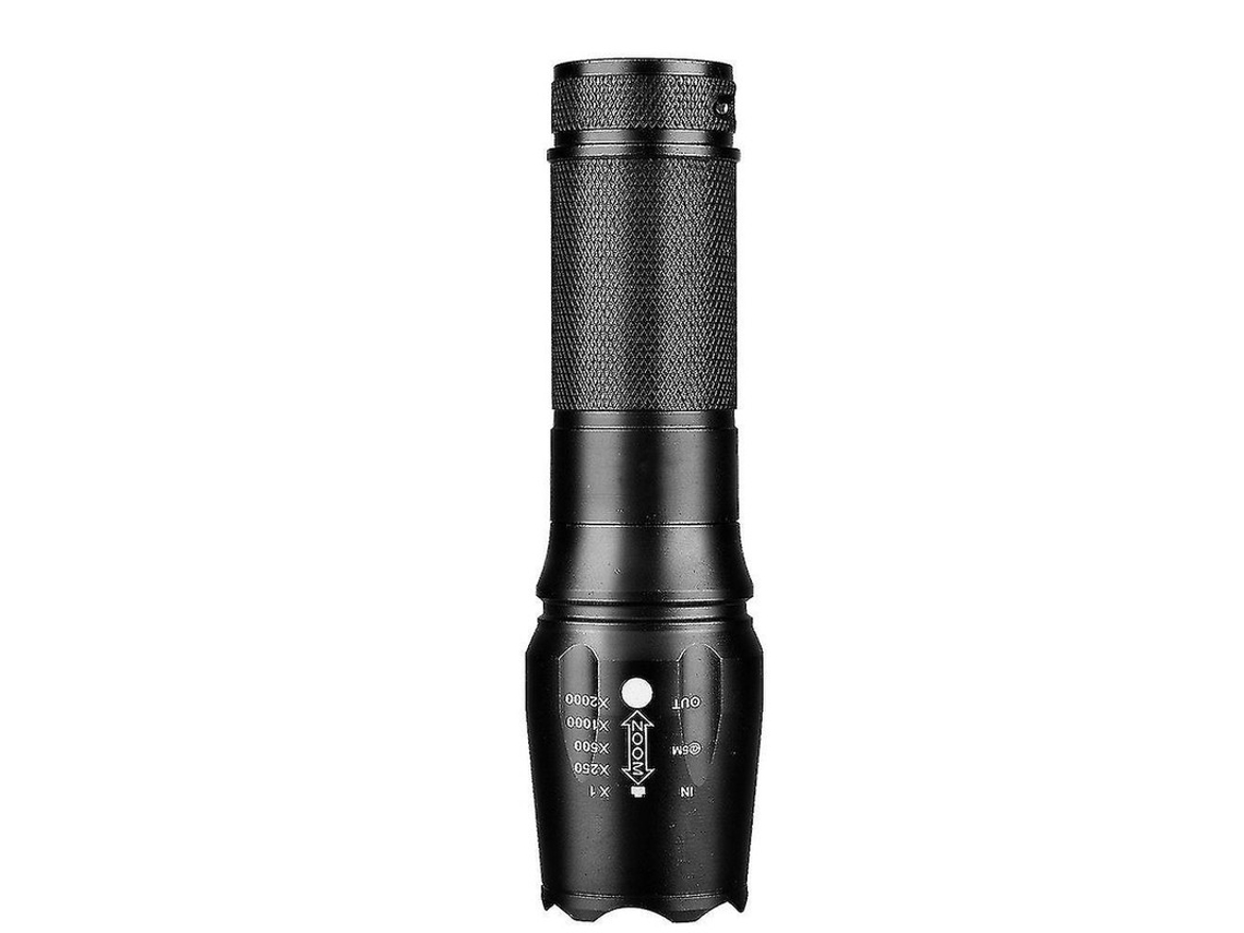 Linterna LED superbrillante de 2500 lúmenes, potente linterna táctica militar para acampar y hacer senderismo, Yizhood (negra)