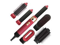 Peine de aire caliente multifuncional, secador de pelo, plancha y rizador 6 en 1, edición regular, color rojo, cumple con la normativa europea.