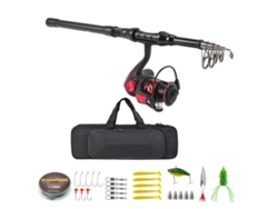 Kit De Caña De Pescar Telescópica Con Carrete Gs1000 Para Principiantes Y Adultos, Para Agua Dulce Y Salada, Color Negro.