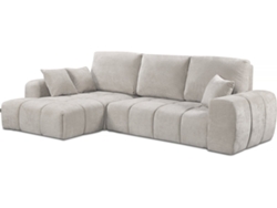Sofá cama esquinero izquierdo en tela chenilla Verneuil de 3 plazas beige Palozi Home