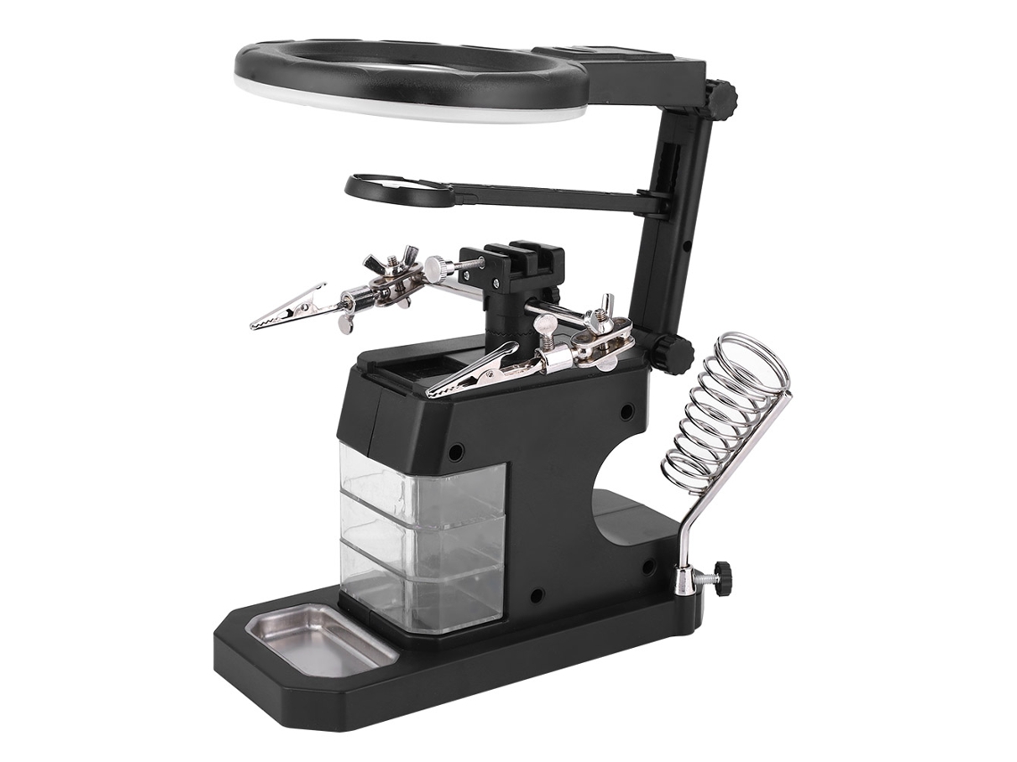 Mesa De Reparación Auxiliar Con Lupa Led Y Estuche De Almacenamiento Para Soldadura Y Reparaciones Te-803