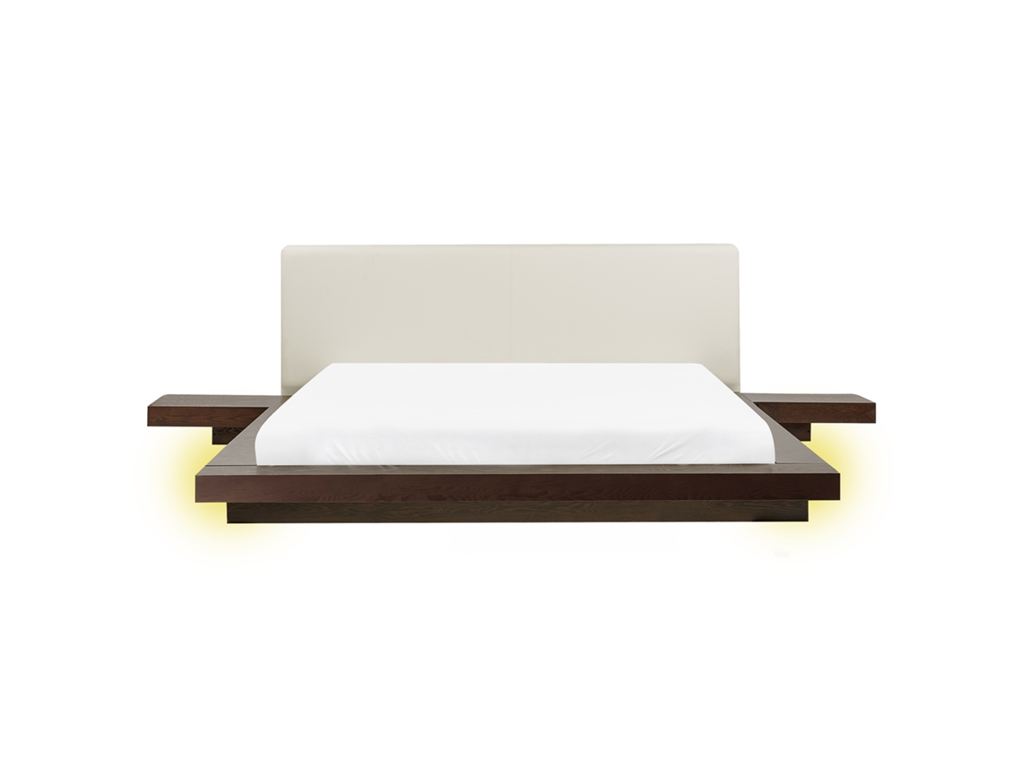 Cama doble BELIANI Zen MDF Marrón oscuro 308x229x86