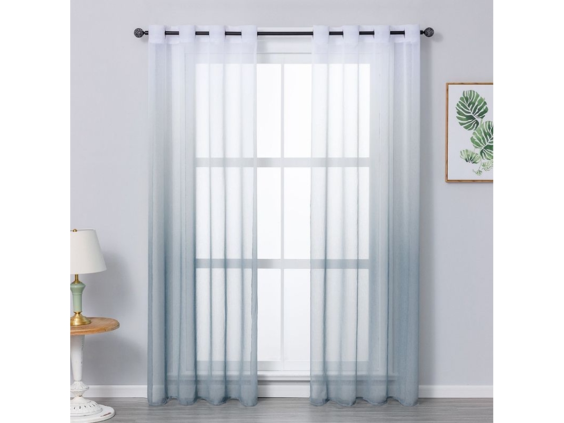 Juego De 2 Cortinas Blancas Translúcidas Con Ojales Metálicos Para Sala De Estar Y Dormitorio.