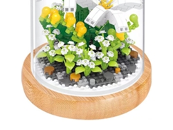 Ramo De Lirios En Miniatura Con Bloques De Construcción Diy Y Decoración Con Cubierta Protectora.