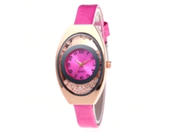 Reloj De Pulsera Analógico De Cuarzo Para Mujer, De Aleación, Con Esfera Redonda, Color Rojo Rosado.
