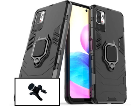 Kit Carcasa 3X1 Military + Soporte Magnético Carro Reforzado Xiaomi Redmi Note 11 4G PHONECARE Negro