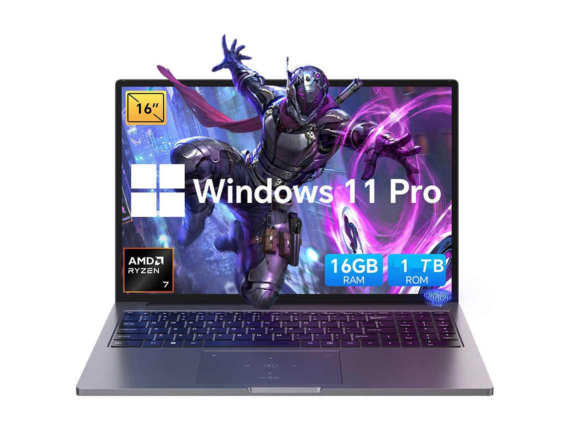 Portátil BLACKVIEW GamiBook 8 (16'' - Ram:32 GB DDR5 1 TB SSD - AMD Ryzen™ 7 7735HS - Windows 11 Pro) Gris