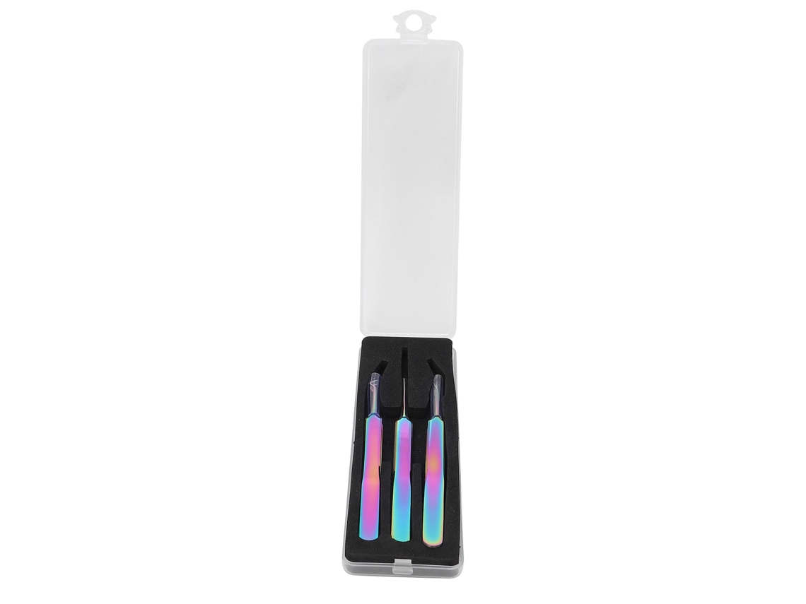 Omni-3pcs Pinzas De Acero Inoxidable Profesionales Para Extensiones De Pestañas Y Arte De Uñas
