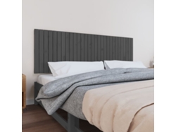 Cabecero De Cama De Pared Madera Maciza Pino Gris 185x3x60 Cm