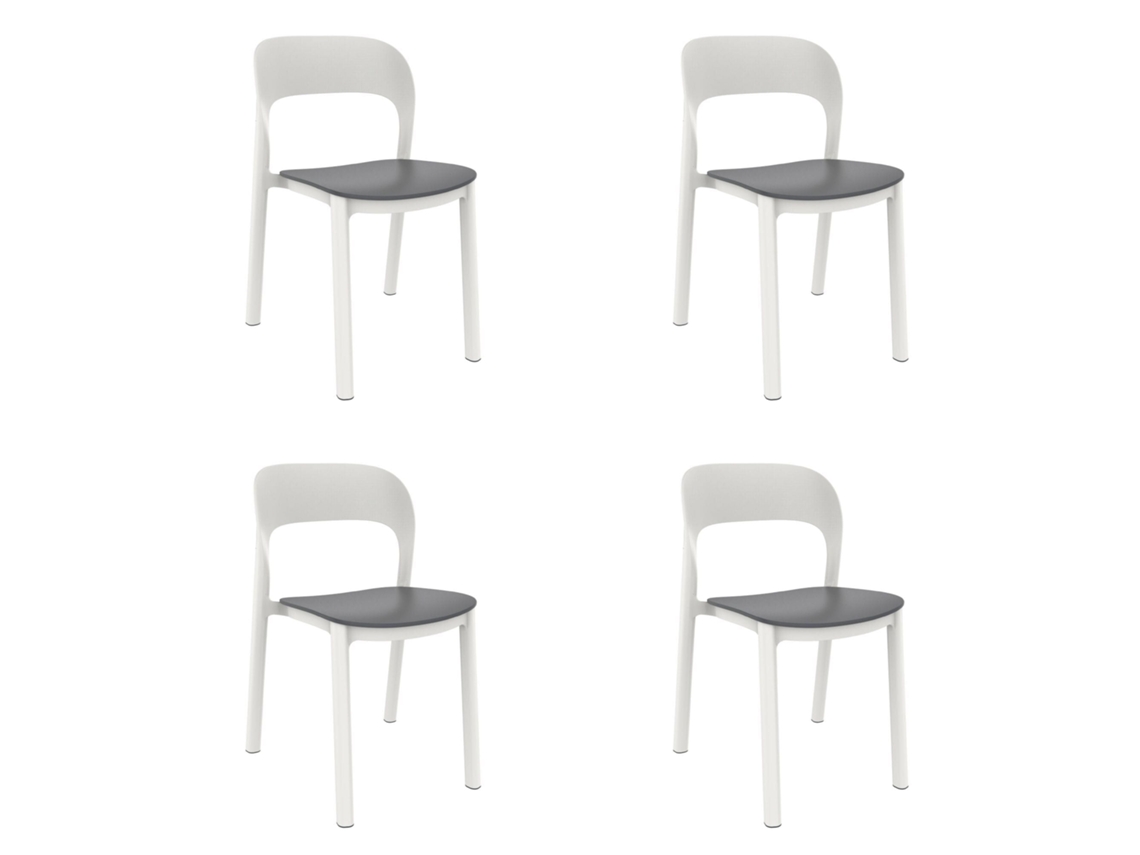 GARBAR ONA Set 4 Silla Interior Exterior Blanco - Gris oscuro