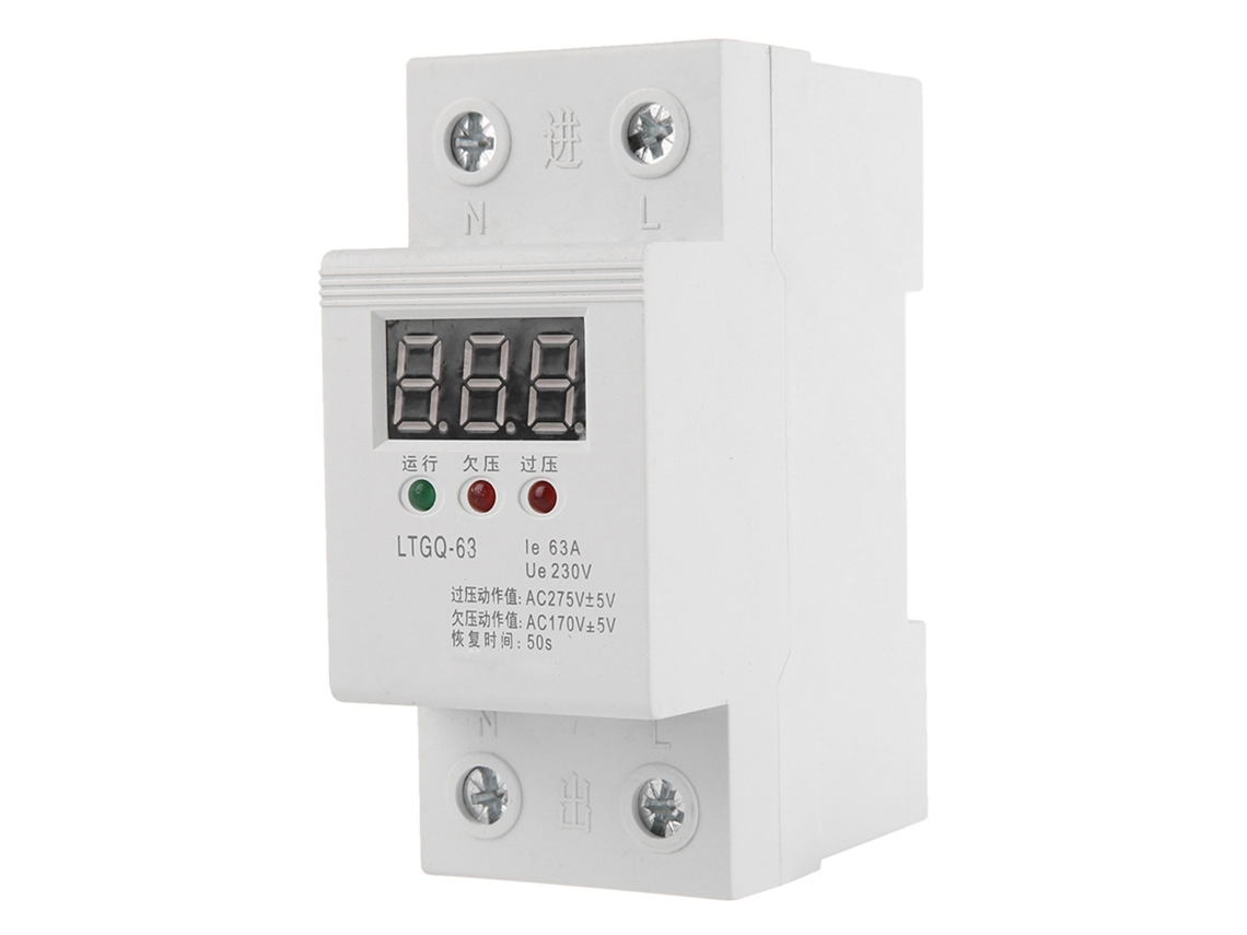 Relé Automático De Baja Tensión 230 V Ca 2p/63 A, Protector De Tensión Con Pantalla Digital