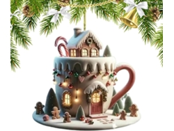 Decoración Navideña Hogar Tazas Adornos Árbol Navidad Decoraciones Festivas Colgante Festivo Acrílico 2d