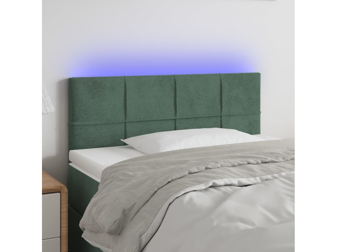 Cabecero Con Led De Terciopelo Verde Oscuro 100x5x78/88 Cm