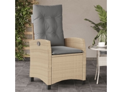 Silla de jardín reclinable DKD Home Decor con cojines, mimbre beige mixto