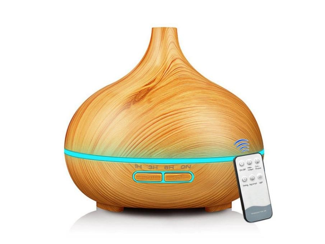 Difusor De Aromas De 150 Ml (acabado En Madera Clara), Difusor De Aceites Esenciales Usb, Humidificador Con Luz Nocturna.
