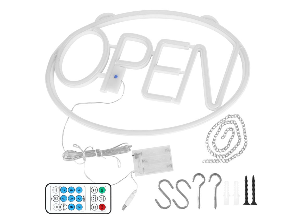 Letrero De Neón Led Con Control Remoto, Letras Open, Para Decoración Navideña Y De Tiendas.