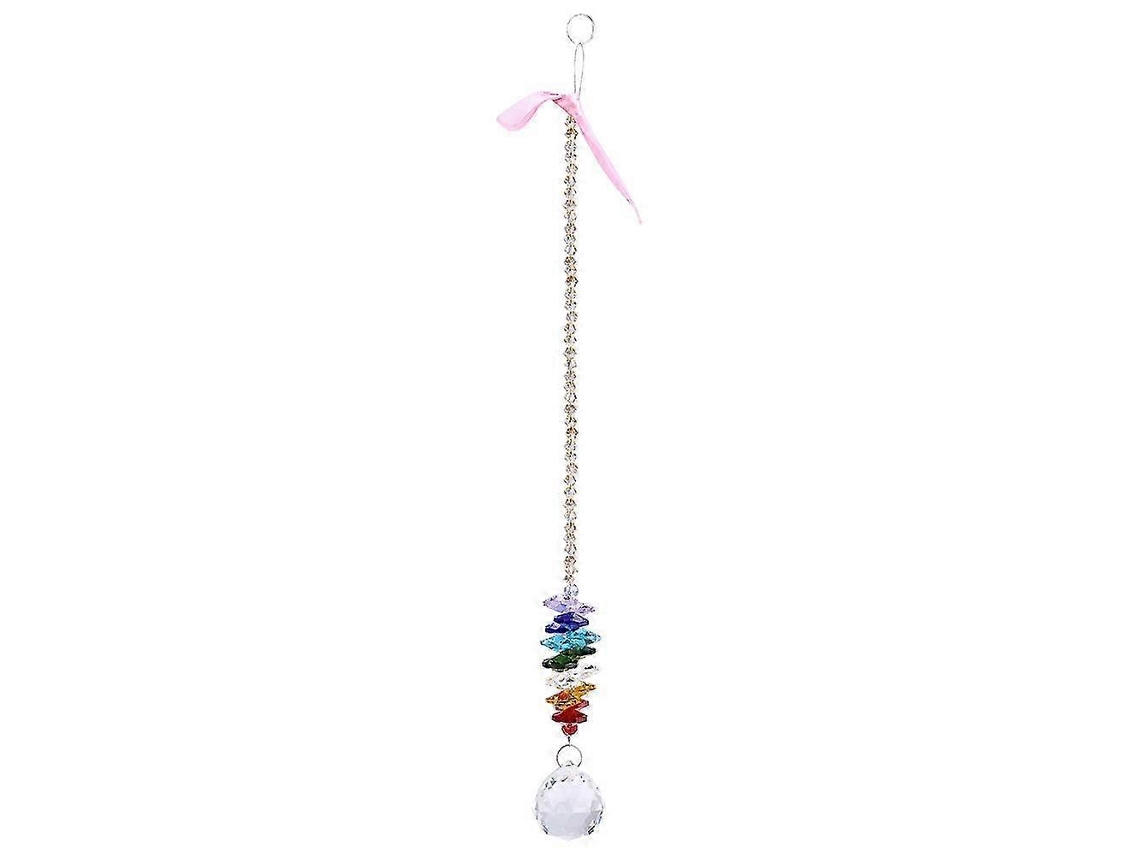 Lámpara de araña artesanal con colgante suspendido en forma de prisma de cristal arcoíris, perfecta para Navidad o para decorar una ventana.
