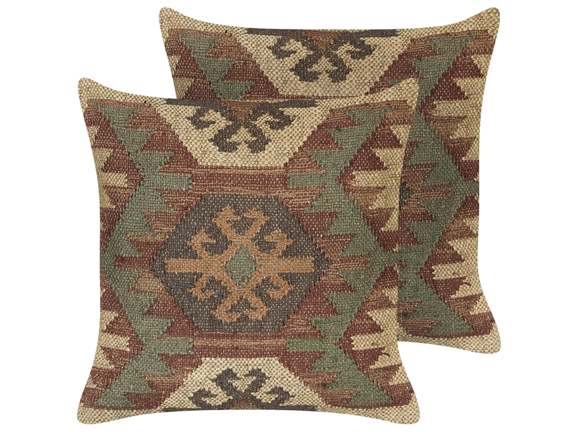 Juego de cojines decorativos BELIANI Cumbum de Yute Multicolor 45x45x10