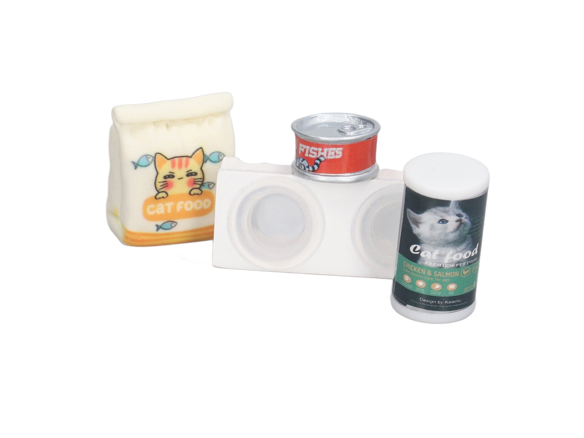 2026-cuenco De Comida Para Gatos En Miniatura Sin Tóxicos Set De Accesorios Para Muñecas 1/12 Cocina Jardín